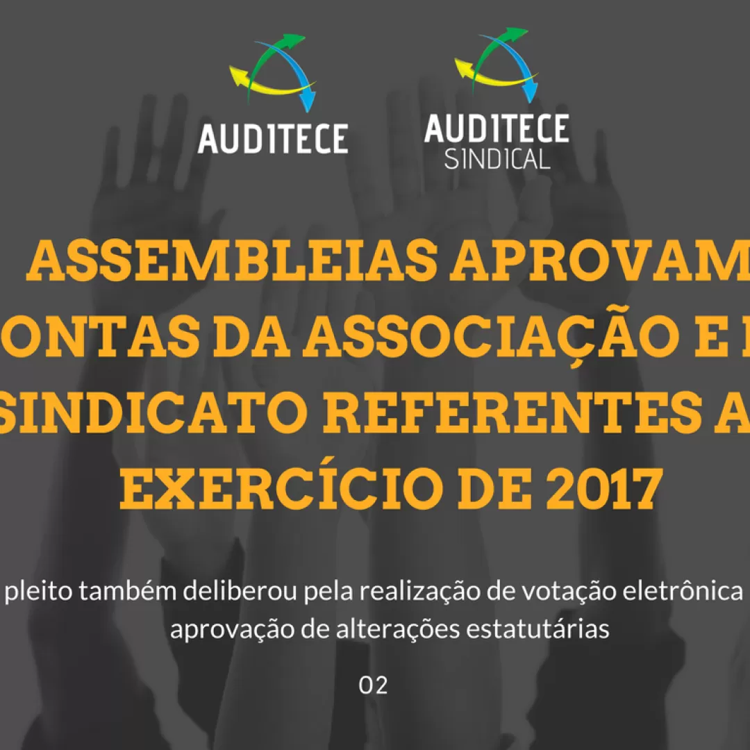 Assembleias aprovam contas da Associação e do Sindicato referentes ao exercício de 2017